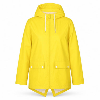 Boohoo Women Yellow Hooded Fishtail Rain Jacket UK 8 Zip