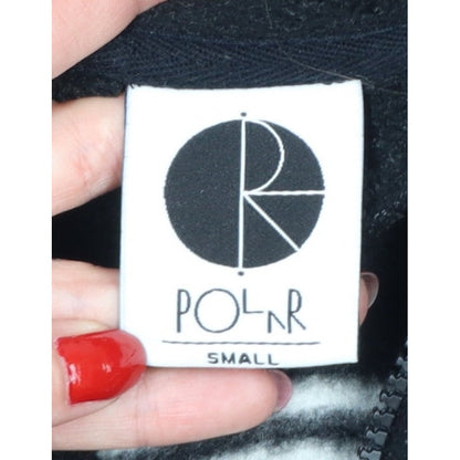 Polar Men's Black Small 1/4 Zip Striped Fleece Sweatshirt Logo