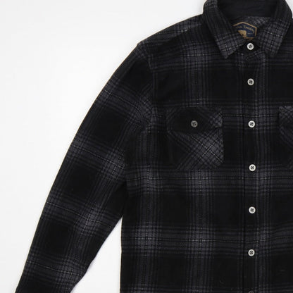 Freedom Foundry Men’s Black Grey Plaid Flannel Button-Up Shirt M