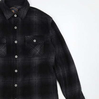 Freedom Foundry Men’s Black Grey Plaid Flannel Button-Up Shirt M