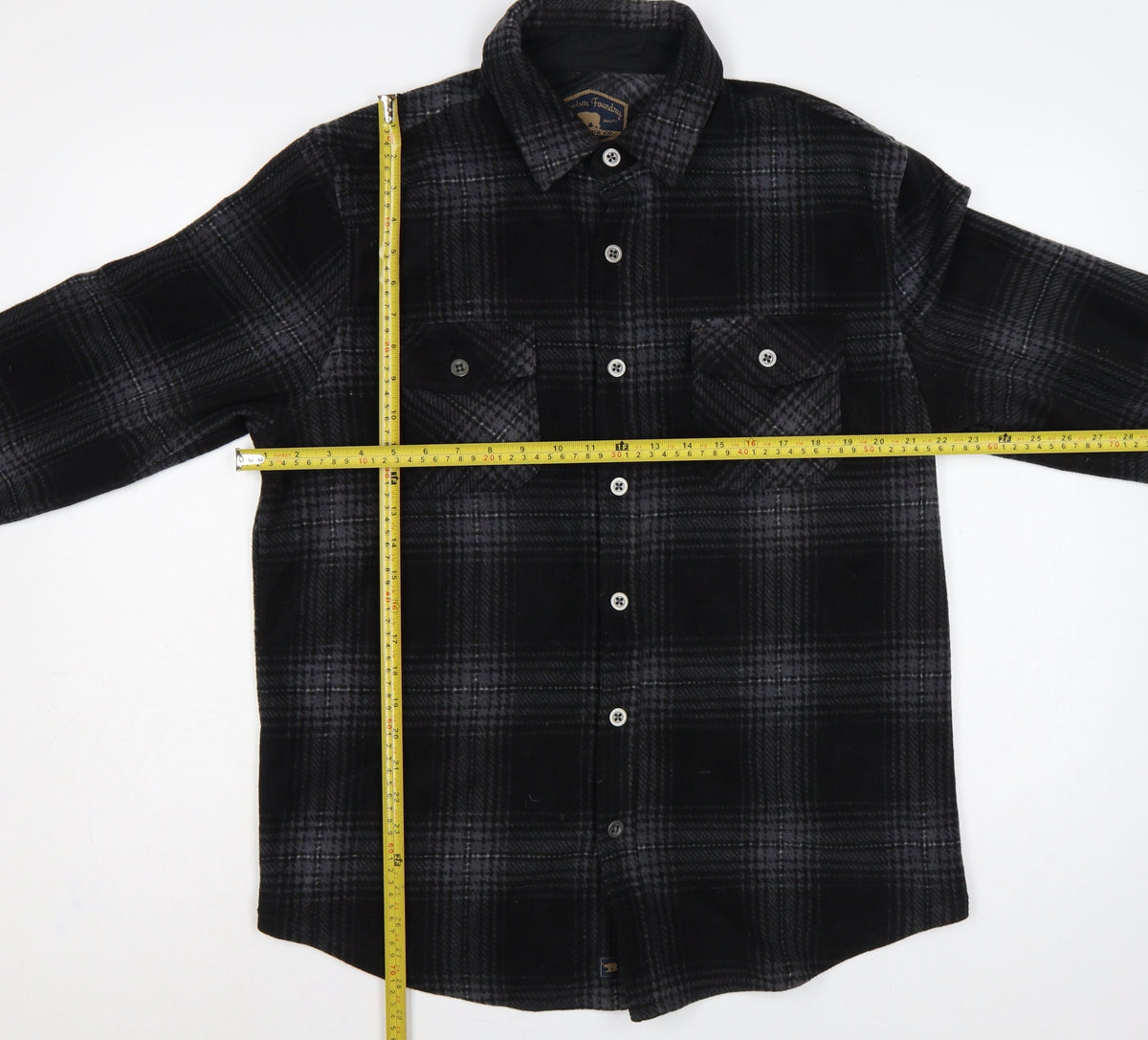 Freedom Foundry Men’s Black Grey Plaid Flannel Button-Up Shirt M