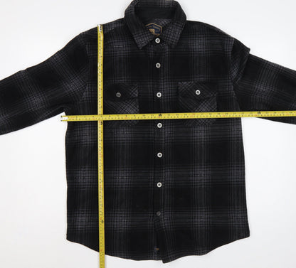 Freedom Foundry Men’s Black Grey Plaid Flannel Button-Up Shirt M
