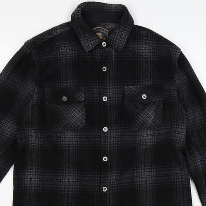 Freedom Foundry Men’s Black Grey Plaid Flannel Button-Up Shirt M