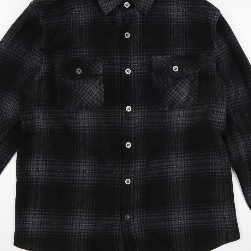Freedom Foundry Men’s Black Grey Plaid Flannel Button-Up Shirt M