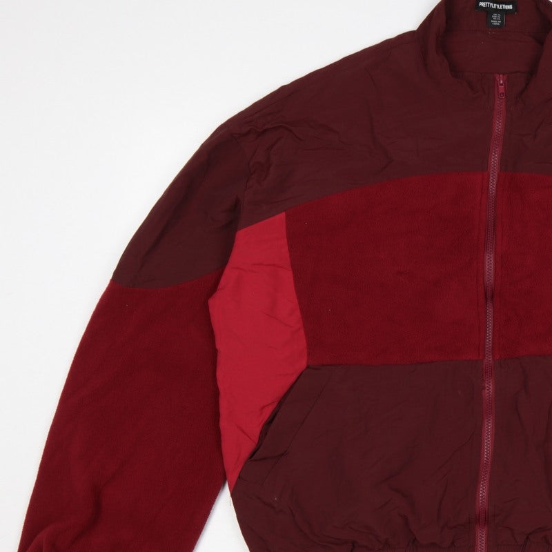 PrettyLittleThing Women Red XL Colour Block Fleece Bomber Jacket
