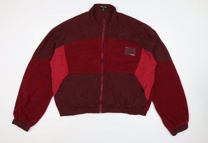 PrettyLittleThing Women Red XL Colour Block Fleece Bomber Jacket