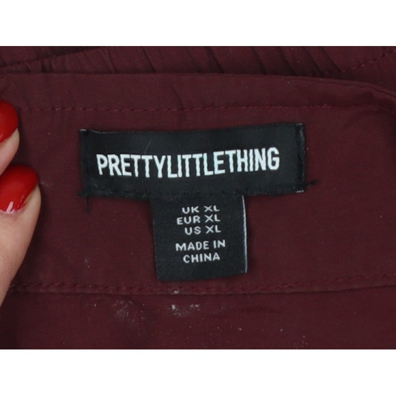 PrettyLittleThing Women Red XL Colour Block Fleece Bomber Jacket