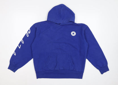 Converse Boys Blue 12-13 Years Pullover Hoodie Logo Graphic Print