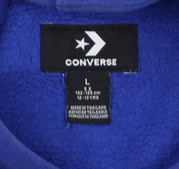 Converse Boys Blue 12-13 Years Pullover Hoodie Logo Graphic Print