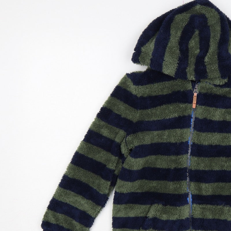 Joules Boys Green Navy Striped Hooded Fleece Jacket Age 10 Years