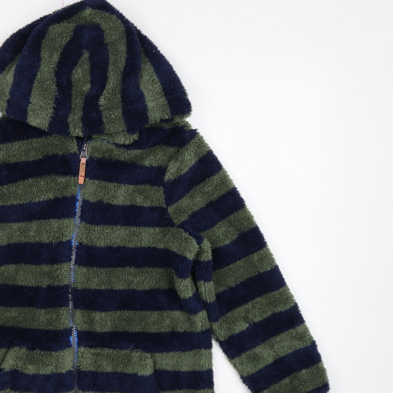 Joules Boys Green Navy Striped Hooded Fleece Jacket Age 10 Years