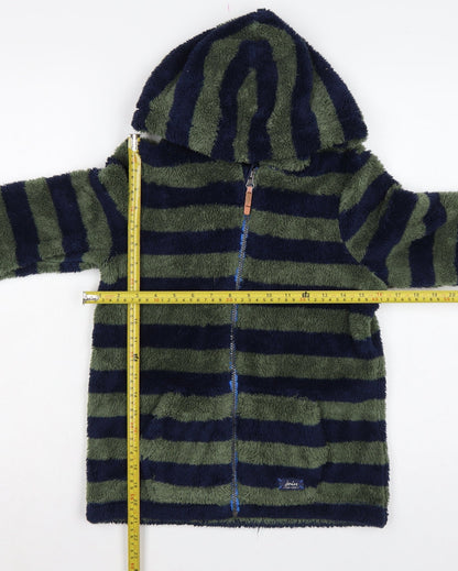 Joules Boys Green Navy Striped Hooded Fleece Jacket Age 10 Years