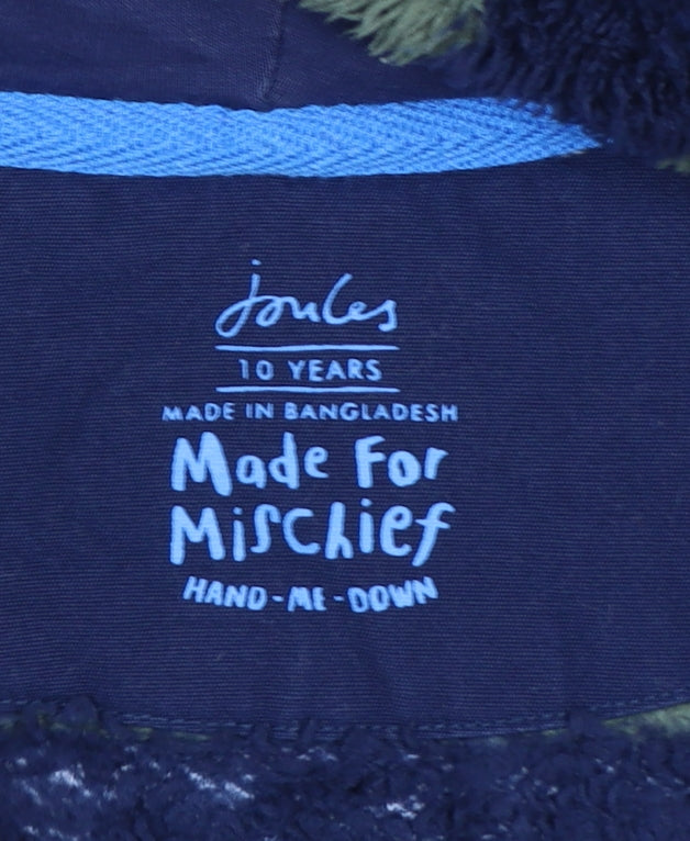 Joules Boys Green Navy Striped Hooded Fleece Jacket Age 10 Years