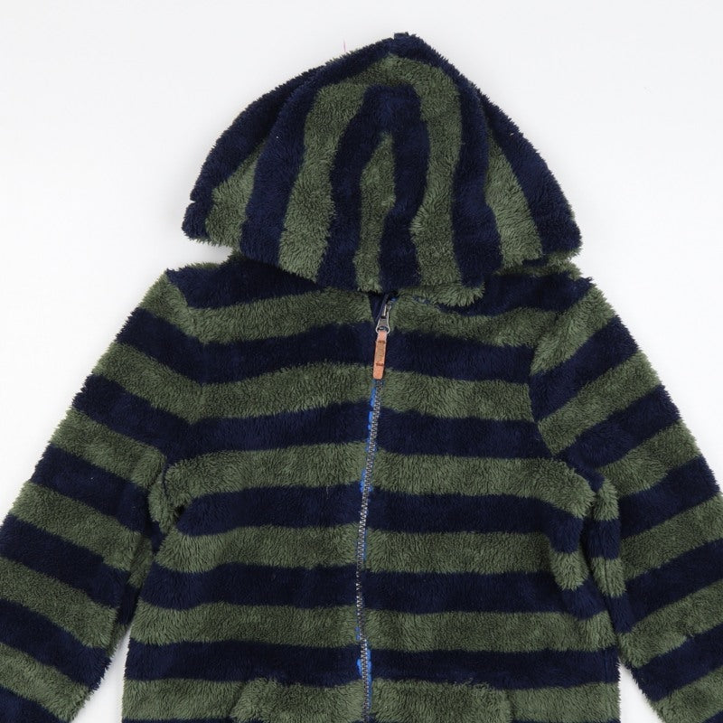 Joules Boys Green Navy Striped Hooded Fleece Jacket Age 10 Years