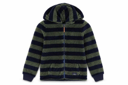 Joules Boys Green Navy Striped Hooded Fleece Jacket Age 10 Years