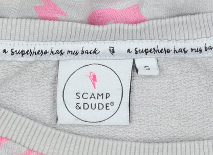 Scamp & Dude Women’s Grey Pink S Leopard Lightning Sweatshirt