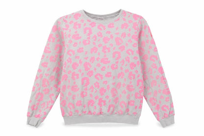 Scamp & Dude Women’s Grey Pink S Leopard Lightning Sweatshirt