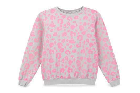 Scamp & Dude Women’s Grey Pink S Leopard Lightning Sweatshirt