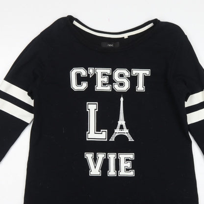 Next Women Black Size 18 T-Shirt Dress Paris Graphic Stripe Sleeve