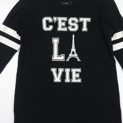 Next Women Black Size 18 T-Shirt Dress Paris Graphic Stripe Sleeve