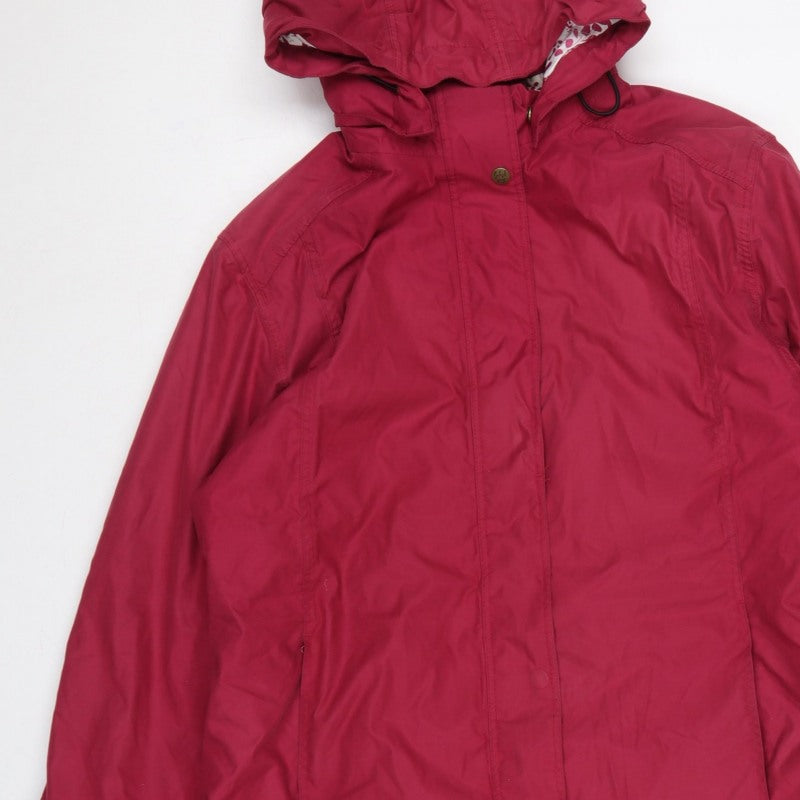 Jack Murphy Women Red UK 14 Hooded Long Parka Coat Padded Floral Lining