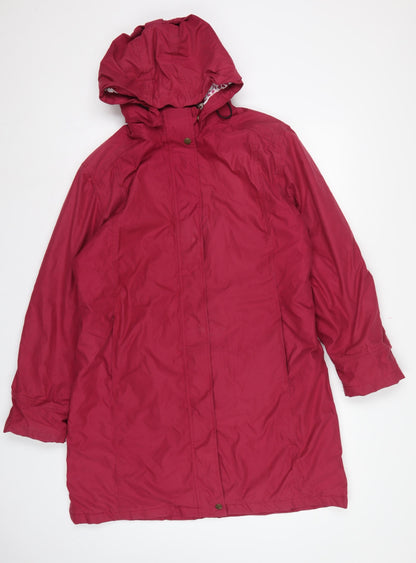 Jack Murphy Women Red UK 14 Hooded Long Parka Coat Padded Floral Lining