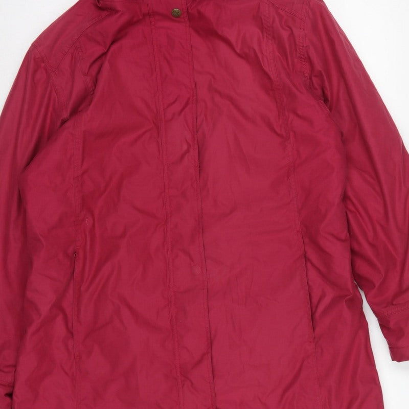 Jack Murphy Women Red UK 14 Hooded Long Parka Coat Padded Floral Lining