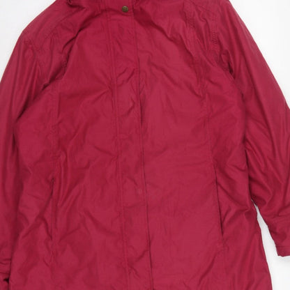 Jack Murphy Women Red UK 14 Hooded Long Parka Coat Padded Floral Lining