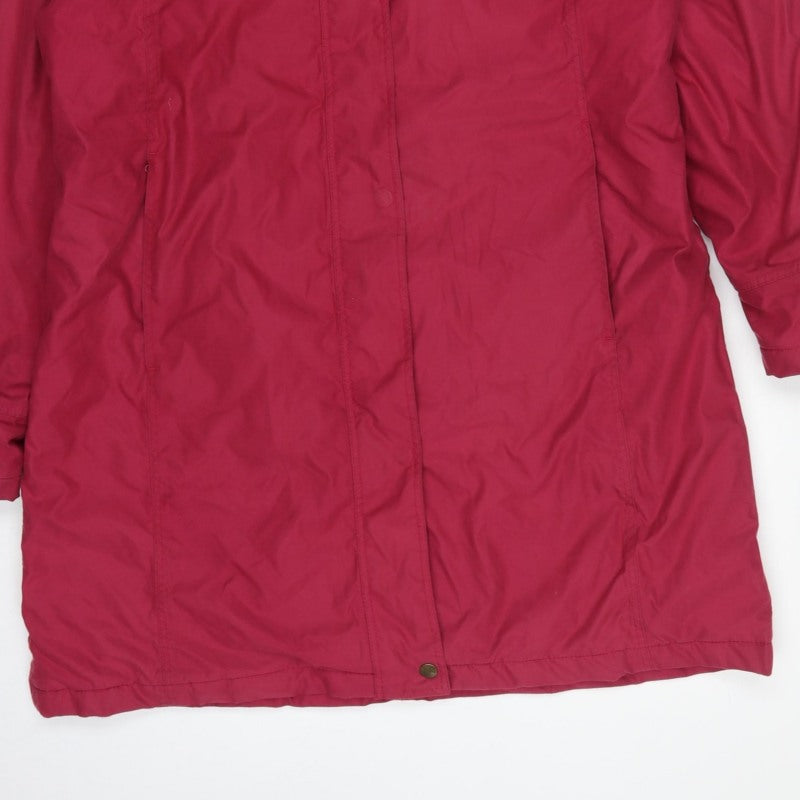 Jack Murphy Women Red UK 14 Hooded Long Parka Coat Padded Floral Lining
