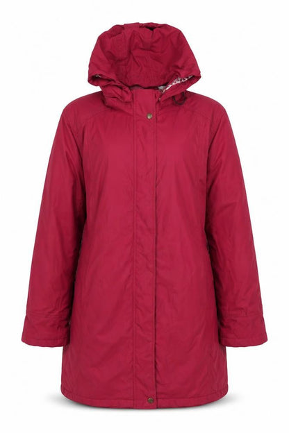 Jack Murphy Women Red UK 14 Hooded Long Parka Coat Padded Floral Lining