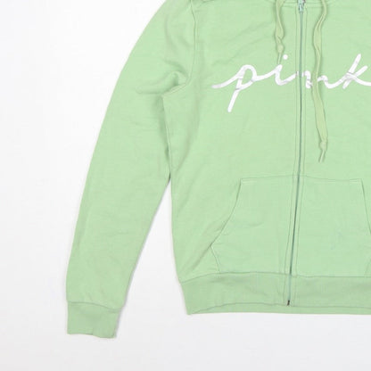 PINK Victoria's Secret Women’s Green S Full Zip Logo Hoodie