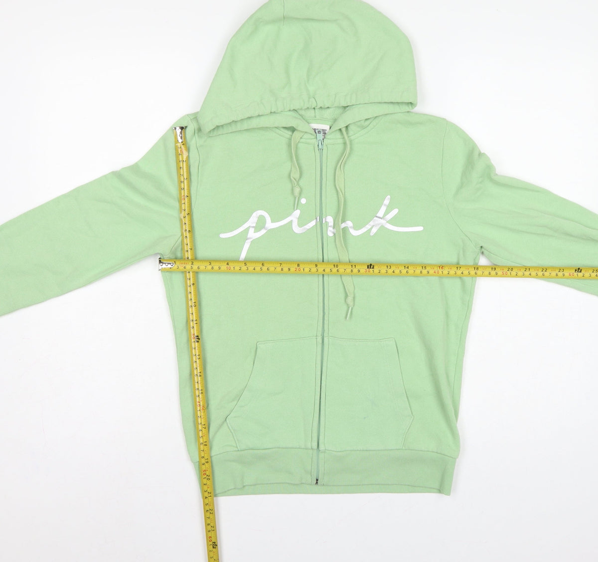 PINK Victoria's Secret Women’s Green S Full Zip Logo Hoodie