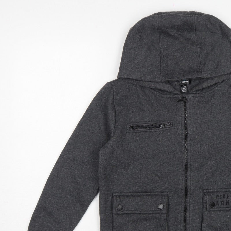 Firetrap Boys Grey 11-12 Years Full Zip Hooded Fleece Sweatshirt
