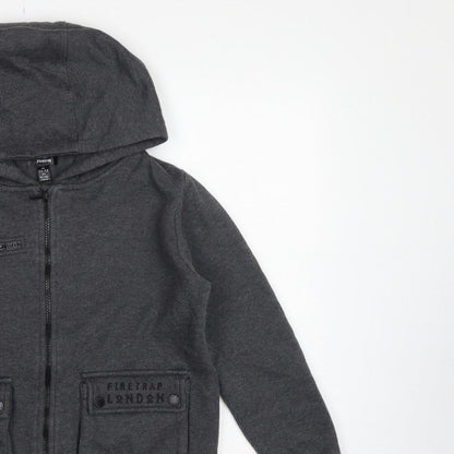 Firetrap Boys Grey 11-12 Years Full Zip Hooded Fleece Sweatshirt