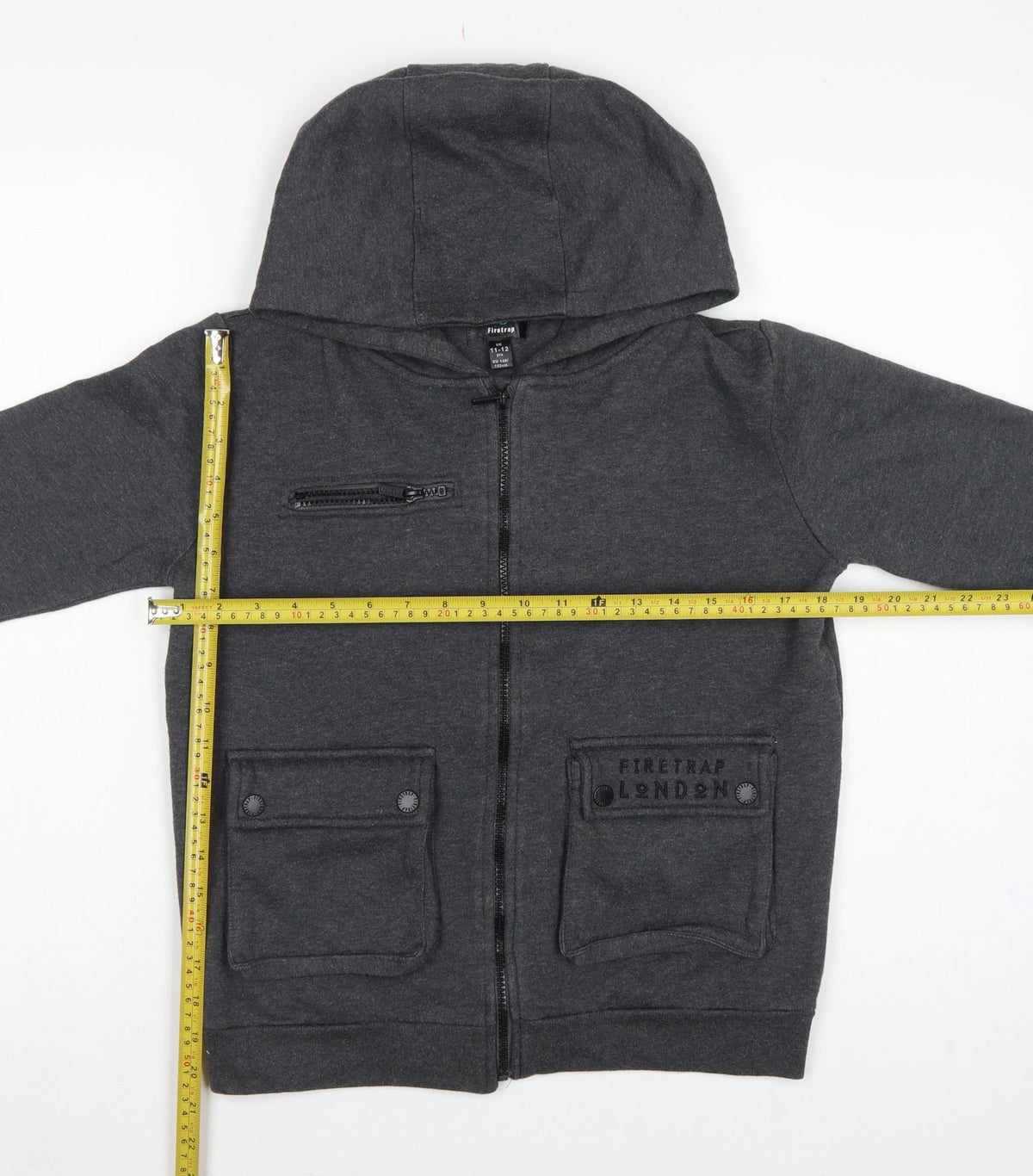 Firetrap Boys Grey 11-12 Years Full Zip Hooded Fleece Sweatshirt