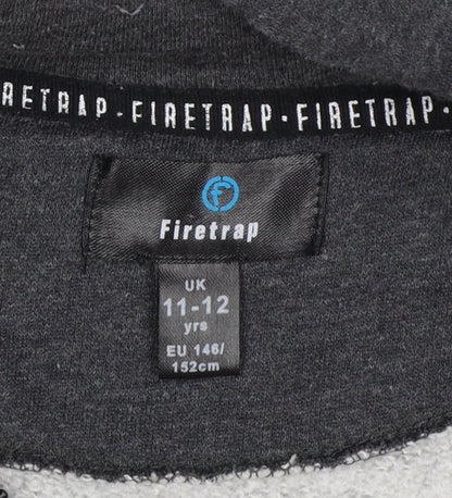 Firetrap Boys Grey 11-12 Years Full Zip Hooded Fleece Sweatshirt