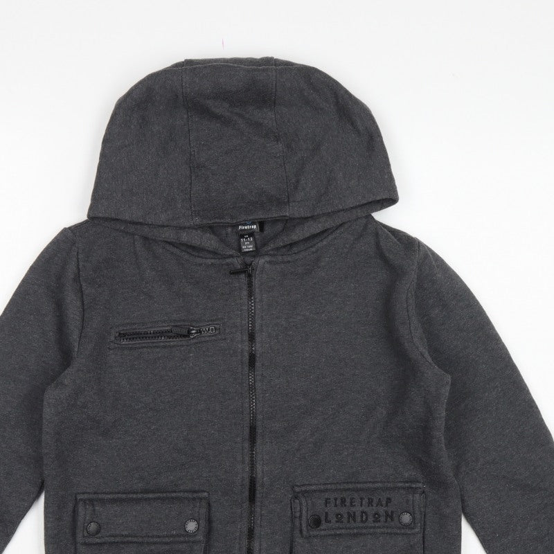 Firetrap Boys Grey 11-12 Years Full Zip Hooded Fleece Sweatshirt