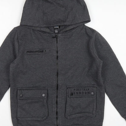 Firetrap Boys Grey 11-12 Years Full Zip Hooded Fleece Sweatshirt