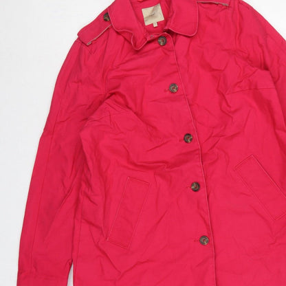 Next Women Pink UK 18 Cotton Mid-Length Trench Coat Buttoned
