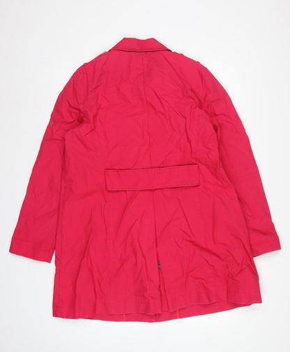 Next Women Pink UK 18 Cotton Mid-Length Trench Coat Buttoned