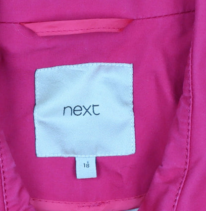 Next Women Pink UK 18 Cotton Mid-Length Trench Coat Buttoned