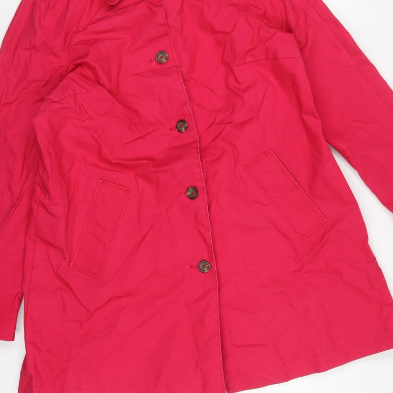 Next Women Pink UK 18 Cotton Mid-Length Trench Coat Buttoned