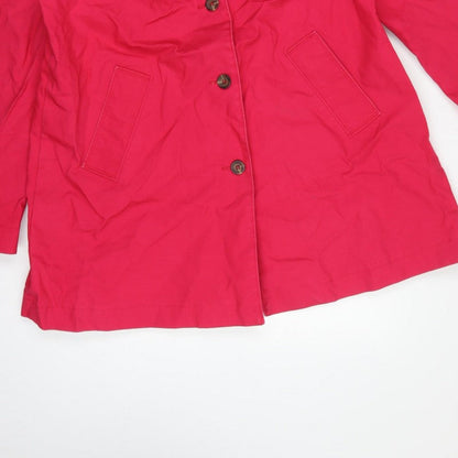 Next Women Pink UK 18 Cotton Mid-Length Trench Coat Buttoned