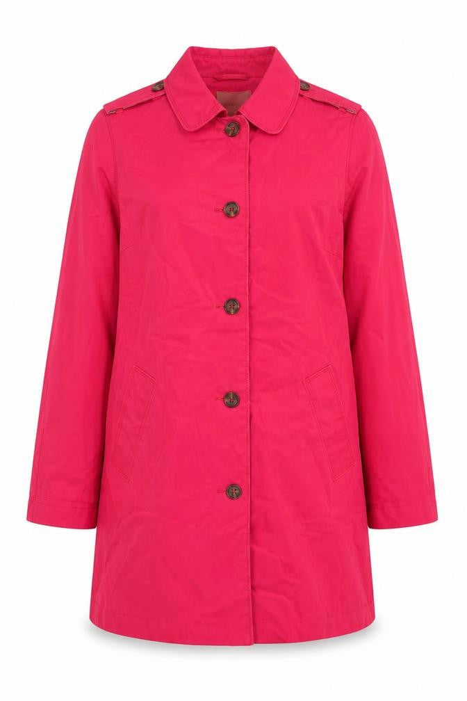 Next Women Pink UK 18 Cotton Mid-Length Trench Coat Buttoned