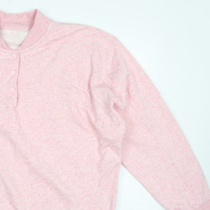 Next Women Pink Size 16 Henley Snap Sweatshirt Fleece Cotton Blend