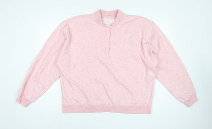 Next Women Pink Size 16 Henley Snap Sweatshirt Fleece Cotton Blend