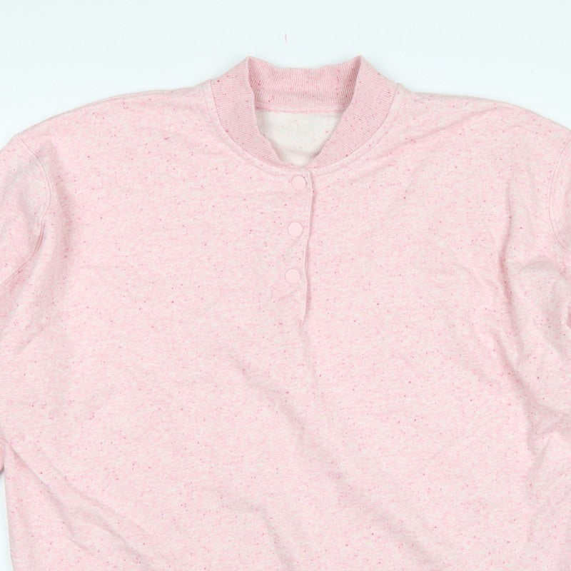 Next Women Pink Size 16 Henley Snap Sweatshirt Fleece Cotton Blend