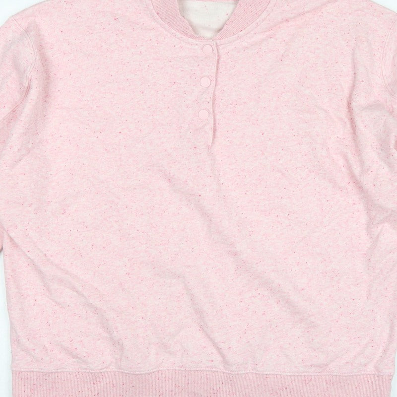 Next Women Pink Size 16 Henley Snap Sweatshirt Fleece Cotton Blend