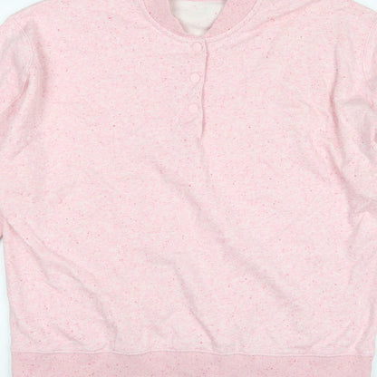 Next Women Pink Size 16 Henley Snap Sweatshirt Fleece Cotton Blend