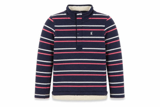 Front view of Joules girls’ multicoloured 9-10 years striped 1/4 zip fleece sweatshirt